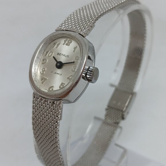 VINTAGE 1950s Benrus 5191 Women's 17 x 20mm Manual Wind 17 Jewel Cocktail Watch - Picture 1 of 12